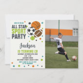 Bewerkbare uitnodiging voor sportverjaardag (Voorkant)