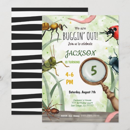 Bewerkbare uitnodiging voor verjaardagscarrière vo (Voorkant / Achterkant)