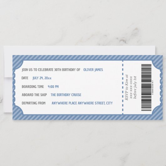 Bewerkbare uitnodiging voor verjaardagscruise-inst (Achterkant)