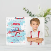 Bewerkbare uitnodiging voor vliegtuigfoto's (Staand voorkant)