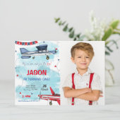 Bewerkbare uitnodiging voor vliegtuigfoto's (Staand voorkant)