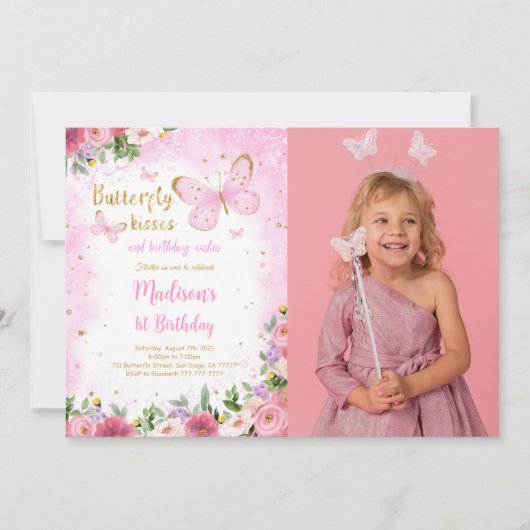 Bewerkbare uitnodiging voor vlinderfoto's (Voorkant)