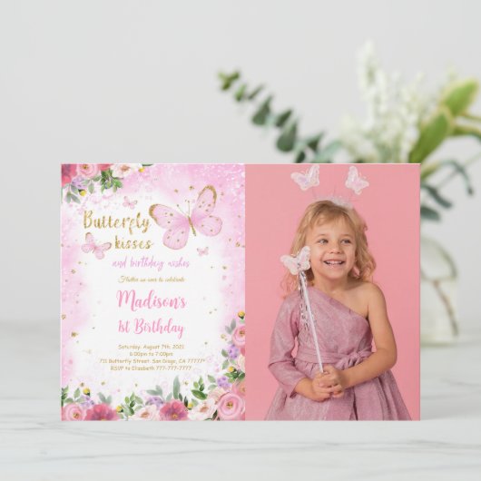 Bewerkbare uitnodiging voor vlinderfoto's (Staand voorkant)