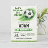 Bewerkbare uitnodiging voor voetbalfeest (Staand voorkant)