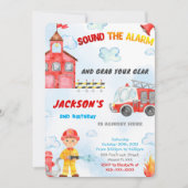 Bewerkbare uitnodigingen voor brandweerwagen (Voorkant)