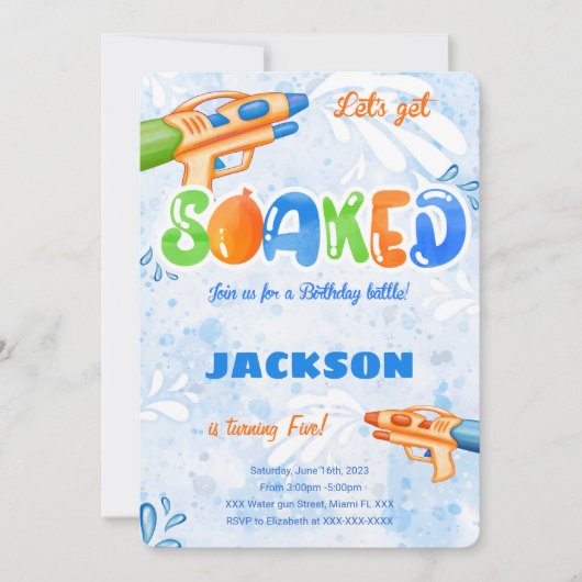 Bewerkbare uitnodigingen voor waterspuitpistool (Voorkant)