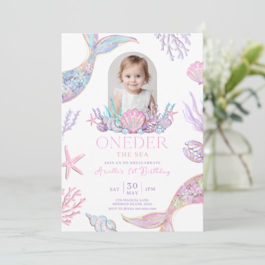 Bewerkbare Under the Sea Zeemeermin Uitnodiging (Staand voorkant)