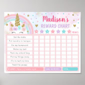 Bewerkbare Unicorn Rainbow Reward Chore Poster (Voorkant)