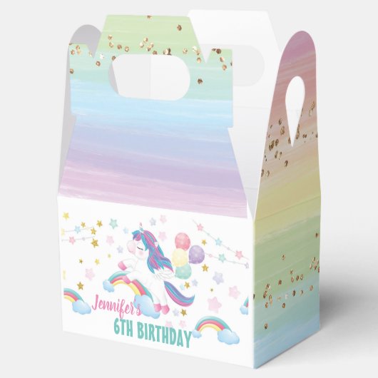 Bewerkbare Unicorn verjaardagsfeestje gepersonalis Bedankdoosjes (Geopend)