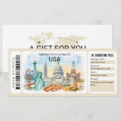 Bewerkbare USA Trip instapkaart ticket Kaart (Voorkant / Achterkant)