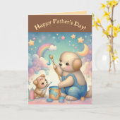 Bewerkbare Vader Hond en Puppy Vaderdag Kaart (Gele Bloem)