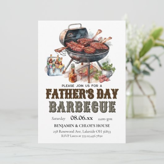 Bewerkbare Vaderdag BBQ-uitnodiging Kaart (Staand voorkant)