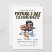 Bewerkbare Vaderdag Cookout BBQ Invitation Kaart (Voorkant)