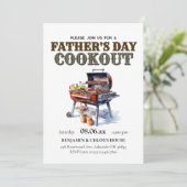 Bewerkbare Vaderdag Cookout BBQ Invitation Kaart (Staand voorkant)