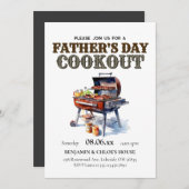 Bewerkbare Vaderdag Cookout BBQ Invitation Kaart (Voorkant / Achterkant)
