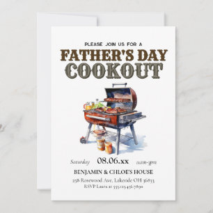 Bewerkbare Vaderdag Cookout BBQ Invitation Kaart