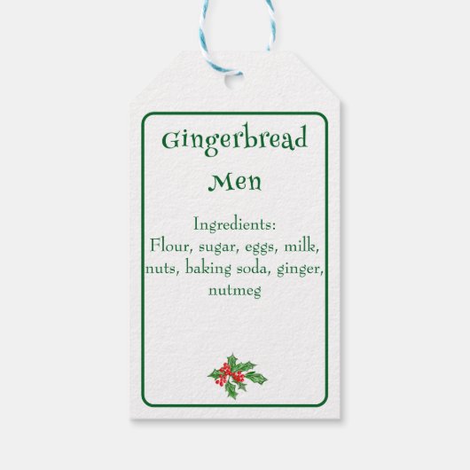 Bewerkbare Vakantie Bakcadeau Groen Vrolijk Kerstf Cadeaulabel (Achterkant)