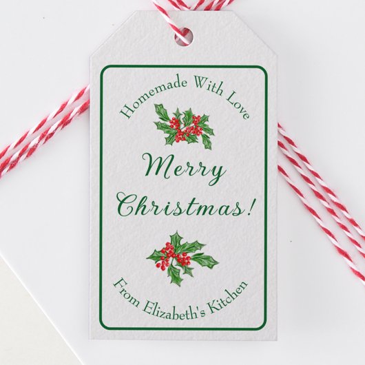 Bewerkbare Vakantie Bakcadeau Groen Vrolijk Kerstf Cadeaulabel