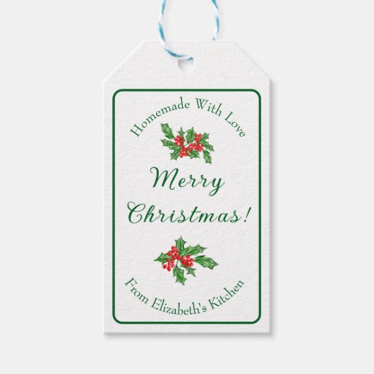 Bewerkbare Vakantie Bakcadeau Groen Vrolijk Kerstf Cadeaulabel (Voorkant)