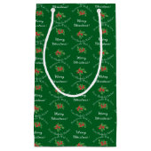 Bewerkbare Vakantie Bakcadeau Groen Vrolijk Kerstf Klein Cadeauzakje (Voorkant)