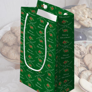 Bewerkbare Vakantie Bakcadeau Groen Vrolijk Kerstf Klein Cadeauzakje