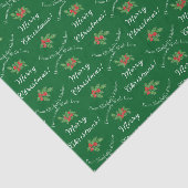 Bewerkbare Vakantie Bakcadeau Groen Vrolijk Kerstf Tissuepapier (Detail)