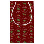 Bewerkbare Vakantie Bakken Gift Red Merry Christma Klein Cadeauzakje (Achterkant)