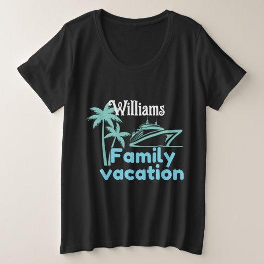 Bewerkbare vakantiecruise grote maat t-shirt (Design voorkant)