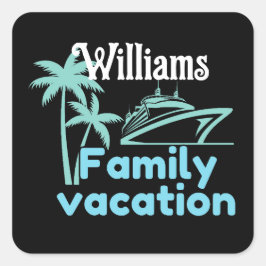 Bewerkbare vakantiecruise vierkante sticker