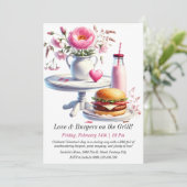 Bewerkbare Valentijn's Day BBQ Invitation Kaart (Staand voorkant)