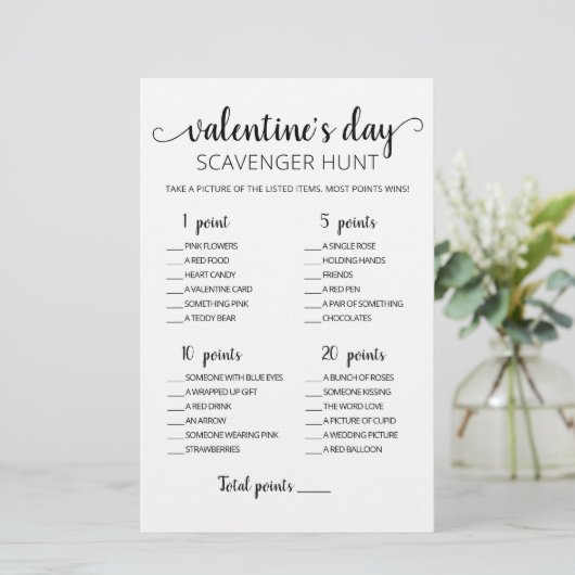 Bewerkbare Valentijnsdag-spelletje Scavenger Hunt (Staand voorkant)