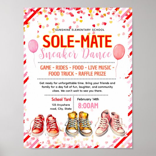 Bewerkbare valentijnssneakerdansflyer poster (Voorkant)
