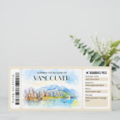 Bewerkbare Vancouver Canada Plane Boarding Pass Kaart (Staand voorkant)