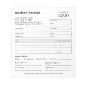 Bewerkbare veilingbon | Minimalistische bedrijfsvo Notitieblok (Voorkant)