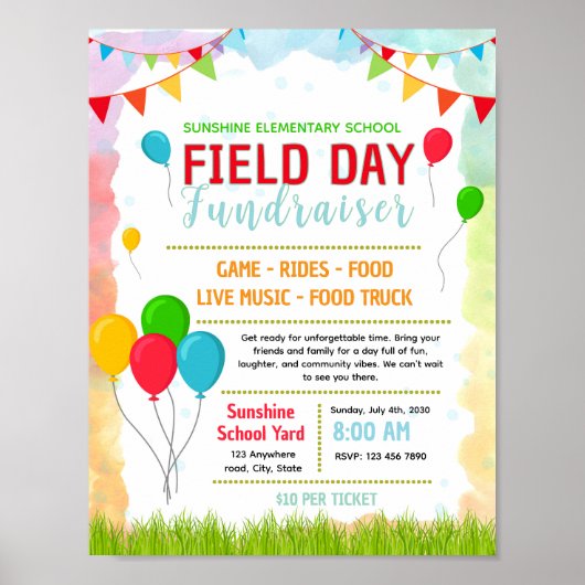 Bewerkbare veld dag flyer sjabloon poster (Voorkant)