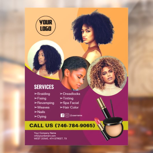 Bewerkbare vensterkoppeling Salon Services Raamsticker (Vel 2)