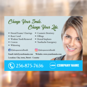 Bewerkbare vensterkoppeling voor tandartsservices raamsticker