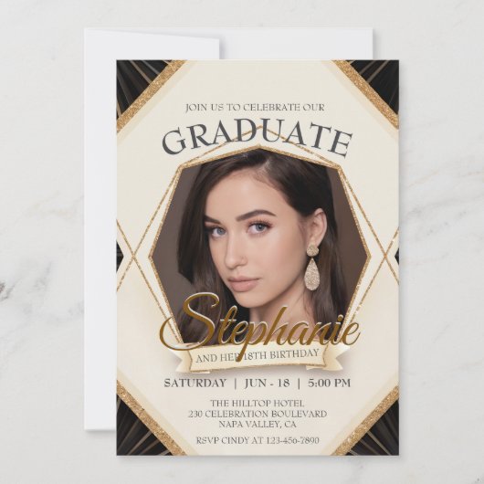 Bewerkbare Verjaardag Afstuderen Foto Sparkling Li Kaart (Voorkant)