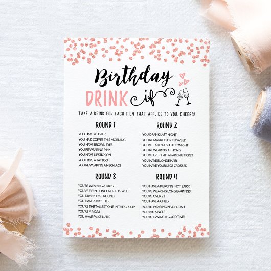 Bewerkbare Verjaardag DRINK IF Verjaardagsspel Kaa Kaart
