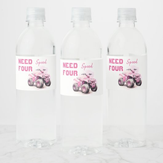 Bewerkbare verjaardag roze ATV fiets Waterfles Etiket (Flessen)