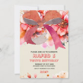 Bewerkbare Verjaardag Tiende Coquette Roze Bow Bir Kaart (Voorkant)