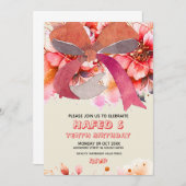 Bewerkbare Verjaardag Tiende Coquette Roze Bow Bir Kaart (Voorkant / Achterkant)