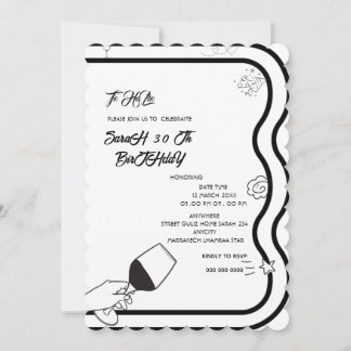 Bewerkbare verjaardagsfeestje Invi Hand getrokken  Kaart