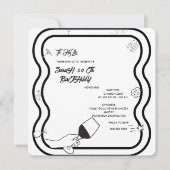 Bewerkbare verjaardagsfeestje Invi Hand getrokken Save The Date (Voorkant)