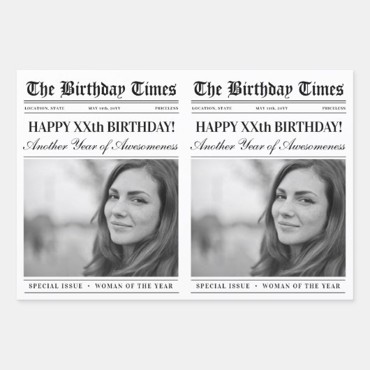 Bewerkbare Verjaardagskrant Bloemenboeket Inpakpapier Vel (Voorkant 2)