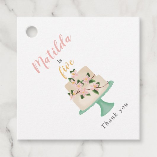 bewerkbare verjaardagstaart bedankjes labels (Voorkant)