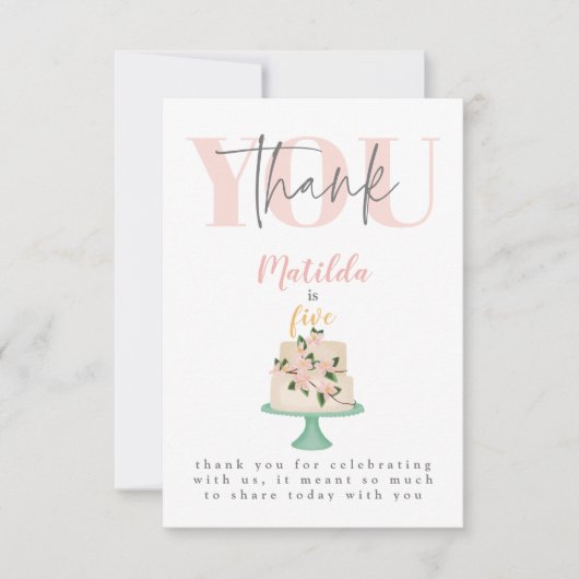 bewerkbare verjaardagstaart bedankkaart (Voorkant)