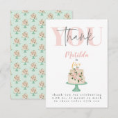 bewerkbare verjaardagstaart bedankkaart (Voorkant / Achterkant)