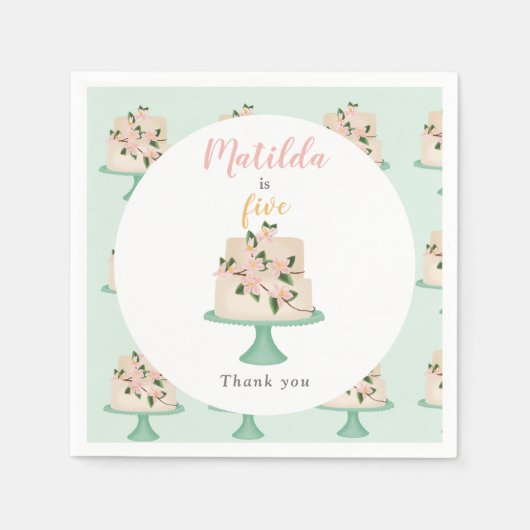 bewerkbare verjaardagstaart servet (Voorkant)