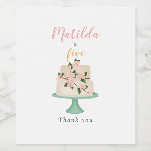 bewerkbare verjaardagstaart wijn etiket (Enkel label)